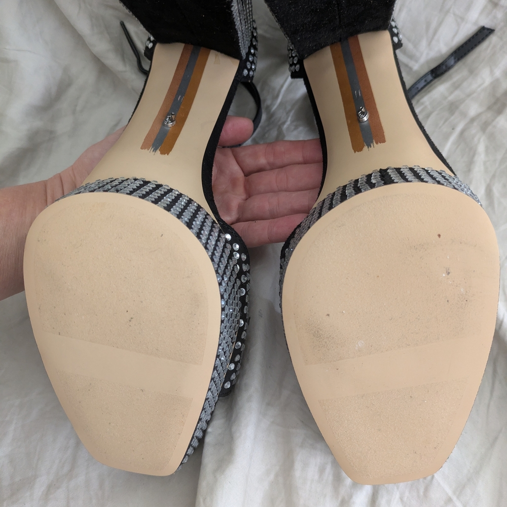 Sam Edelman Nellie Rhinestone Black Limited Edition Platform Heels Sandals 11 - Picture 7 of 9